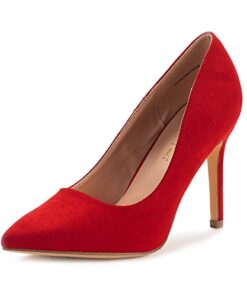 DREAM PAIRS Womens High Heel Pump Shoes, Red Suede – 7.5 (Heel Pump)