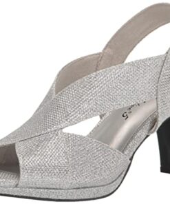 Easy Street Women’s Christy Heeled Sandal, Silver Glitter, 8.5