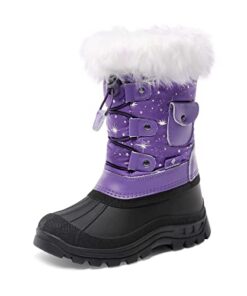 DREAM PAIRS Little Kid Ksnow Purple Isulated Waterproof Snow Boots – 3 M US Little Kid