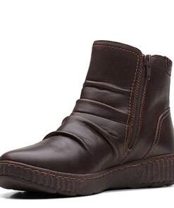 Clarks Women’s Caroline Orchid Ankle Boot, Dark Brown Leather, 7