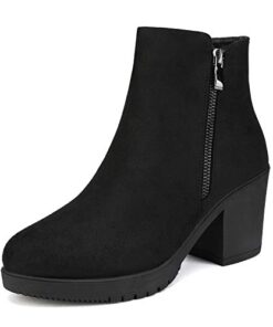 DREAM PAIRS Womens Black Chunky Heel Ankle Boots Platform Booties Size 8.5 B(M) US Z0EY-2, Black/2