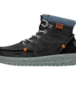 Hey Dude Bradley Boot Youth Leather Black Size 2 | Kids Boots | Kids Pull on Boots | Comfortable & Light-Weight