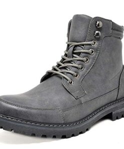Bruno Marc Men’s Motorcycle Combat Oxford Boot Fur Lining Warm Zipper Boots Engle-01 Grey Size 14 M US