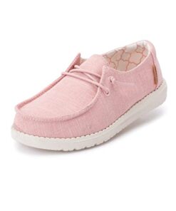 Hey Dude Girl’s Wendy Youth Linen Cotton Candy Size 13 | Girl’s Shoes | Girl’s Lace Up Loafers | Comfortable & Light-Weight