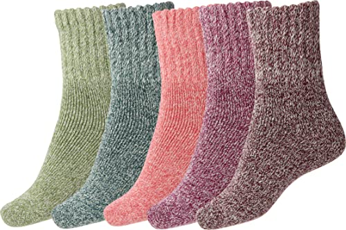 BomKinta Women Winter Solid Boots Socks Thick Warm Wool Socks Cozy Crew Socks Christmas Gift