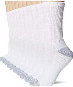 Hanes womens 10-pair Value Pack Crew fashion liner socks, White, 5-9 US