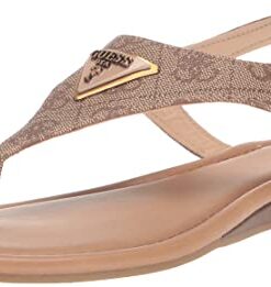 GUESS Women’s UNALI Sandal, Beige 210, 6