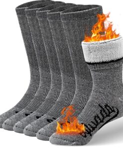 Alvada Merino Wool Hiking Socks Thermal Warm Crew Winter Boot Sock For Men Women 3 Pairs ML