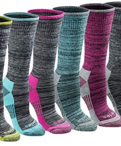 Dickies Women’s Dri-Tech Moisture Control Crew Socks Multipack, Black Heathered (6 Pairs), Shoe Size: 6-9