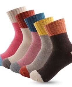 VVtobeYo 5 Pack Wool Socks Womens Winter Soft Warm Cold Knit Wool Crew Socks Thick Cozy Socks Gifts for Women One Size