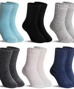 Kids Merino Wool Socks Boys Girls Hiking Boot Winter Thermal Warm Cozy Soft Toddler Thick Crew Socks 6 Pairs (6 Pairs Solid Color B, 8-12 Years)