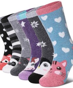 DYW 6 Pairs Children’s Cute Animal Winter Warm Wool Socks For Kids Boys Girls Socks (6 Pairs Animal, 4-7X)