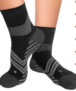 TechWare Pro Plantar Fasciitis Sock – Therapy Grade Targeted Cushion Compression Socks Men & Women. Ankle Brace Foot Sleeve & Arch Support for Achilles Tendonitis & Heel Pain Relief (Blk/Gry SML)