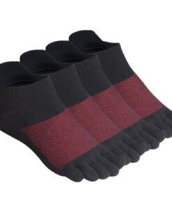 Meaiguo Men’s Toe Socs Cotton Five Finger Socks With Toes For Running Athletic Women 4 Pairs(Black L)