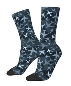 Mcewoel Airplane Pattern Novelty Socks for Men Women, Airplane Gifts for Adults Teenager