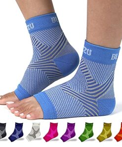 Plantar Fascitis Socks, Toeless Ankle Swelling Relief Foot Sleeve Compression Support Ankle Splint for Neuropathy Relief Blue L-XL