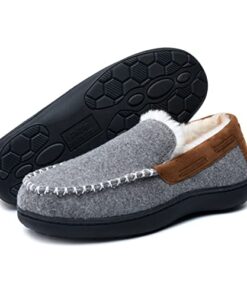 Telifor Mens Warm Fuzzy Moccasin House Slippers, Comfy Winter Slip on Memory Foam Indoor Bedroom Slippers for Men, Cozy Fluffy Plush Fur Lining Man Home Houseshoes Non-Slip