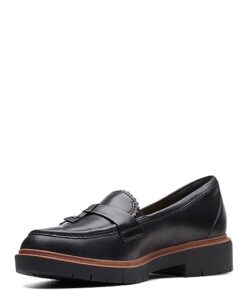 Clarks Women’s Westlynn Bella Loafer, Black Leather, 10 Wide