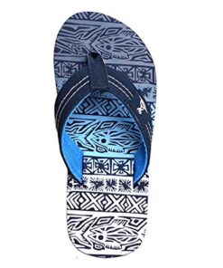 REDVOLUTION New Kids’ Tribal Pattern Tropical Print Beach Sandals Boys’ Bali Flip-Flop (3, Navy, numeric_3)