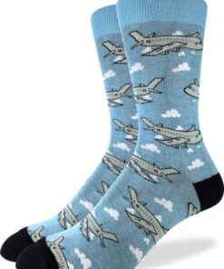 Good Luck Sock Men’s Jumbo Jet Airplane Pilot Socks, Big & Tall