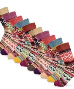 LQQBOX 10 Pairs Wool Socks for Women, Winter Warm Socks Thick Knit Soft Socks Gifts for Women