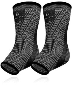 Benmarck Achilles Tendon Support Brace, Plantar Fasciitis Sock, Ankle Compression Sleeve For Running, Tendonitis and Flat Feet Relief (Gray Black, Unisize)