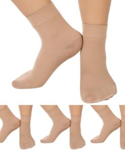 Shinymoon 4 Pairs Ankle Compression Socks 15-20 mmHg Closed Toe Ankle Compression Sleeve Ankle Brace Support Sleeve Plantar Fasciitis Socks for Women Men Swelling (Nude Color)