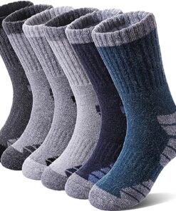 Kids Merino Wool Hiking Socks Boys Girls Toddlers Thermal Winter Warm Boot Thick Cushion Gift Socks 6 Pairs （6 Pairs Mix Color B，8-12 Years）