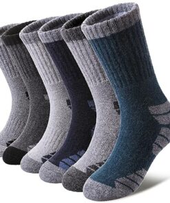 DOSKONI Kids Merino Wool Hiking Socks Boys Girls Toddlers Winter Warm Thick Thermal Cushion Crew Gift Socks 6 Pairs Multicolor,8-12 Year Old