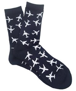 Twin Jets Pattern, Aviation-Themed Premium Crew Socks 1-Pair