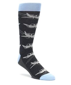 Statement Sockwear Extra Large King Size 13-16 Fun Men’s Aviation Airplanes Socks (Land the Plane)