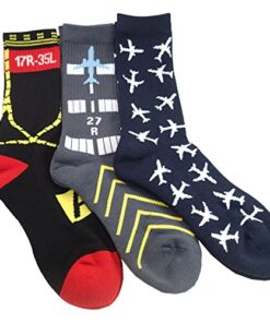 Set of 3-Pairs, Aviation-Themed Premium Crew Socks