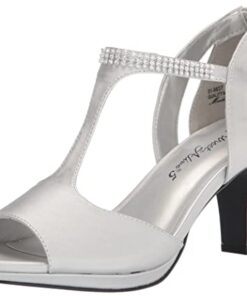 Easy Street Women’s Flash Heeled Sandal, Silver Satin, 8