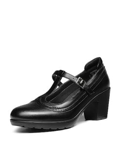 DREAM PAIRS Women’s Classic Oxfords T-Strap Mary Jane Dress Shoes, Size 9, Black-PU