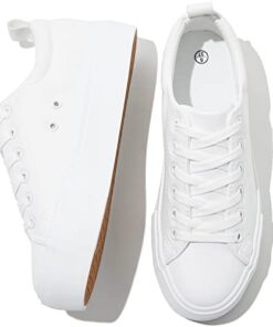 SERNIAL Womens White Platform Sneakers PU Leather Platform Shoes Walking Shoes for Women(White,US11)