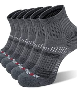 BERING Men’s Essential Athletic Cushioned Quarter Socks, Size 9-12, Graphite Grey, 6 Pairs