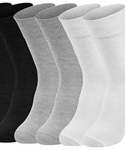 Chalier Apparel 6 Pairs Mens Cotton Socks Solid Running Casual Crew Athletic Dress Socks for Men（White）