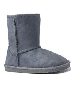 REDVOLUTION New Kids Classic Snow Boots Faux Fur Midcalf Outdoor Boots (Big Kid) (430 Grey, numeric_4)