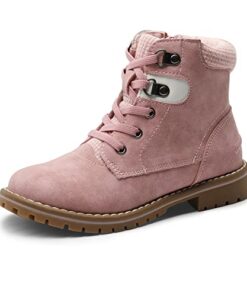 Bruno Marc Boys Girls Ankle Boots Side Zipper Outdoor Comfort Autumn Winter Casual Lace Up Combat Boots,Pink,Size 5 US Big Kid SBBO222K