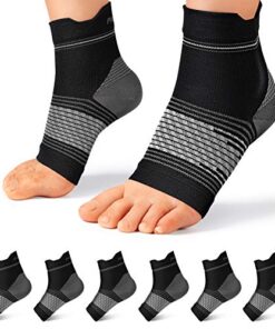 Plantar Fasciitis Sock (6 Pairs) for Men and Women, Compression Foot Sleeves with Arch and Ankle Support (Black, Large)