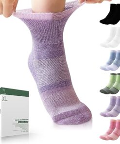 Bulinlulu Diabetic Socks for Women&Men,6 Pairs Bamboo Non Binding Diabetic Ankle Socks,Wide Socks with Seamless Toe(Medium,Bright Colors-6 Pairs)