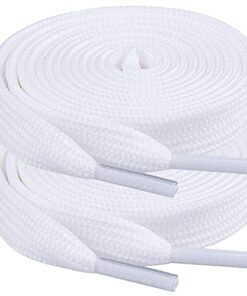Booyckiy [2 Pairs Flat Shoelaces for Sneakers, 2/5″ Wide Shoe Laces Off White 48 inch(122cm)