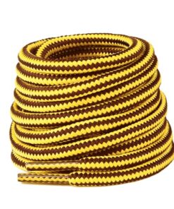 ZHENTOR 3 Pairs Round Boot Shoe Laces, Heavy Duty and Durable Shoelaces for Outdoor Climbing Hiking Work Boots Shoe Strings (yellow/coffee, 55 inches)