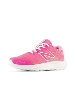 New Balance Girls DynaSoft 520 V8 Lace-Up Running Shoe, Hi-Pink/White/Signal Pink, 4 Big Kid