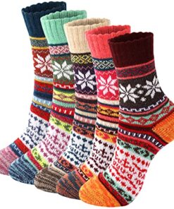 5 Pairs Wool Socks for Women – Comfortable and Warm Womens Wool Socks, Wool Socks Women, Vintage Women’s Winter Socks, Super Soft Crew Socks for Women, Thick Knit Cabin Cozy Wool Socks Gifts For Women