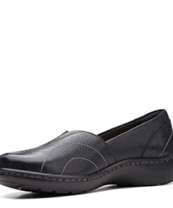 Clarks Women’s Cora Meadow Loafer, Black Leather, 7