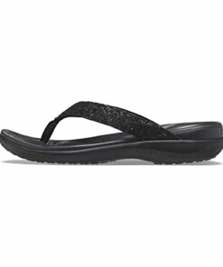 Crocs Capri V Flip Flops | Sandals for Women, Black Glitter, 10