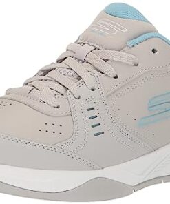 Skechers Women’s Viper Court Smash-Athletic Indoor Outdoor Pickleball Shoes | Relaxed Fit Sneakers, Grey/Blue, 9