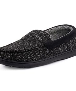 RockDove Men’s Sherpa Lined SILVADUR Memory Foam Moc Slipper, Size 10 US Men, Black