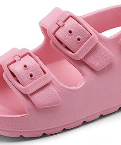 INMINPIN Toddler Boys Girls Buckle Sandals Comfort Open Toe Sandal with Adjustable Back Strap, Pink, 8 Toddler